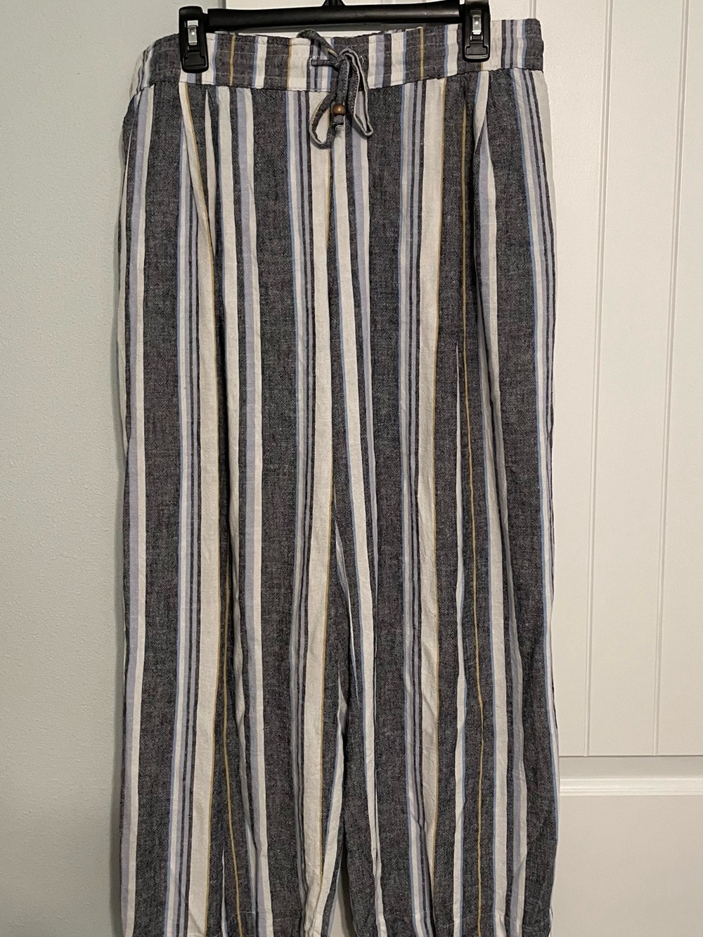 Land 'n Sea Striped Button-Up Shirt in Black, White, Blue & Yellow